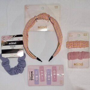 Scünci Hair Accessories Bundle – Scrunchie Headband Snap Clips Pastel